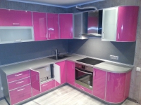Светло розовая кухонная мебель эмаль на заказ